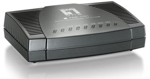 Маршрутизатор Level One FBR-1161A, 1*RJ45 LAN 100Мбит/с, 1*RJ11 WAN ADSL2+, Annex A/M/L, USB1.1, VPN-клиент, Firewall