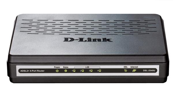 Маршрутизатор D-Link DSL-2540U/BA/T1D (DSL-2540U/BRU/T1C/T1A/C2), 4*RJ45 LAN 100Мбит/с 1*RJ11 ADSL2+, Annex A/M/L, FireWall, сплиттер