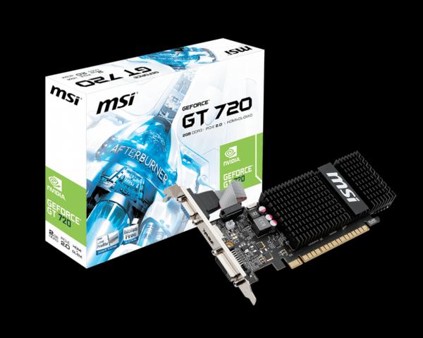 Видеокарта PCI-E Gf GT720 MSI N720-2GD3HLP, 2GB GDDR3 64bit 797/1600МГц, PCI-E3.0, HDCP, DVI/HDMI/VGA