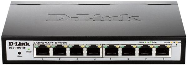 Коммутатор управляемый D-Link DGS-1100-08/A1A, 8*RJ45 LAN 1Гбит/с, L2