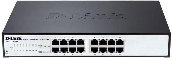 Коммутатор управляемый D-Link DGS-1100-16, 16*RJ45 LAN 1Гбит/с, L2, 19"