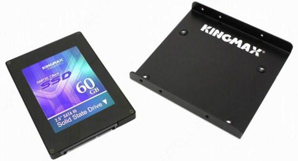Накопитель SSD 2.5" SATA   60GB Kingmax KM060GSMP35, SATAIII, MLC, 550/500MB/s, NCQ, салазки для установки в 3.5" слот