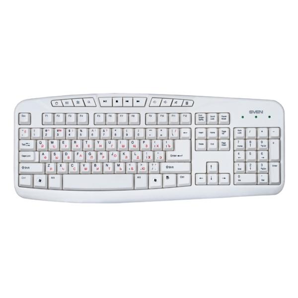 Клавиатура Sven Comfort 3050, USB, Multimedia 12 кнопок, белый