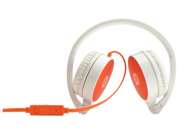 Наушники с микрофоном проводные дуговые закрытые HP Stereo Headset H2800, 20..20000Гц, микрофон - 100..10000Гц, кабель 1.5м, MiniJack, регулятор громкости, оранжевый