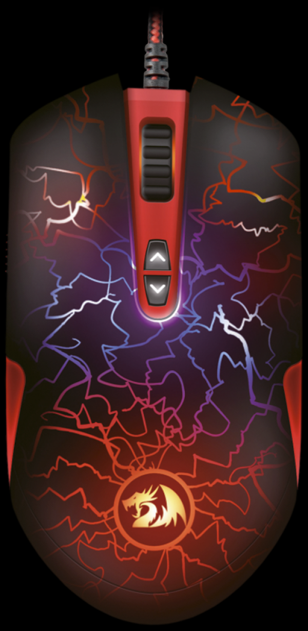 Мышь оптическая Redragon Lavawolf, USB, 8 кнопок, колесо, 3500/100dpi, подсветка, программируемая, черный-красный
