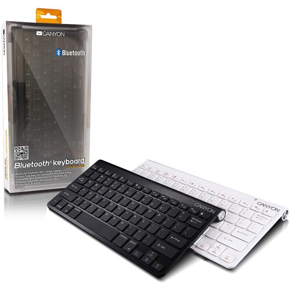 Клавиатура беспроводная Canyon CNA-BTKB01B-RU, BT 10м, Slim, 2*AAA, для Android/iPad, компактная, черный