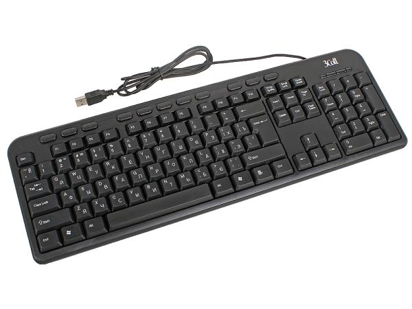 Клавиатура 3Cott 3C-WKBM-600B, USB, Multimedia 11 кнопок, черный