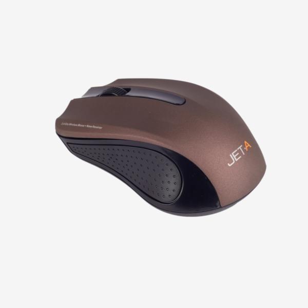 Мышь беспроводная оптическая JETAccess Comfort OM-U33G, USB, 3 кнопки, колесо, FM 10м, 1000dpi, 2*AAA, для ноутбука, коричневый