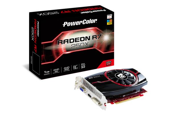 Видеокарта PCI-E Radeon R7 250X PowerColor AXR7 250X 1GBD5-HE, 1GB GDDR5 128bit 1000/4500МГц, PCI-E3.0, HDCP, DVI/HDMI/VGA, CrossFireX, 95Вт