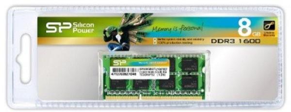 Оперативная память SO-DIMM DDR3  8GB, 1600МГц (PC12800) Silicon Power SP008GBSTU160N02, retail