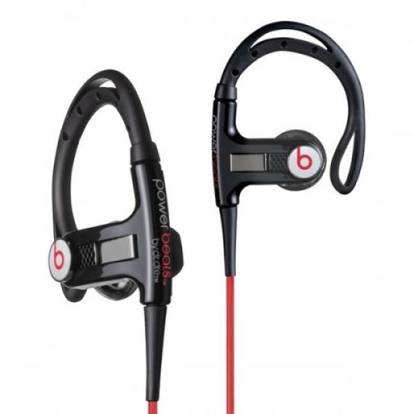 Наушники с микрофоном проводные крепление на ухе вставные Beats Powerbeats Black, кабель 1.2м, MiniJack, позолоченные контакты, регулятор громкости, динамические, черный, 900-00005-03