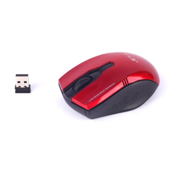 Мышь беспроводная оптическая JETAccess Comfort OM-U31G, USB, 3 кнопки, колесо, FM 10м, 1200dpi, 2*AAA, для ноутбука, красный