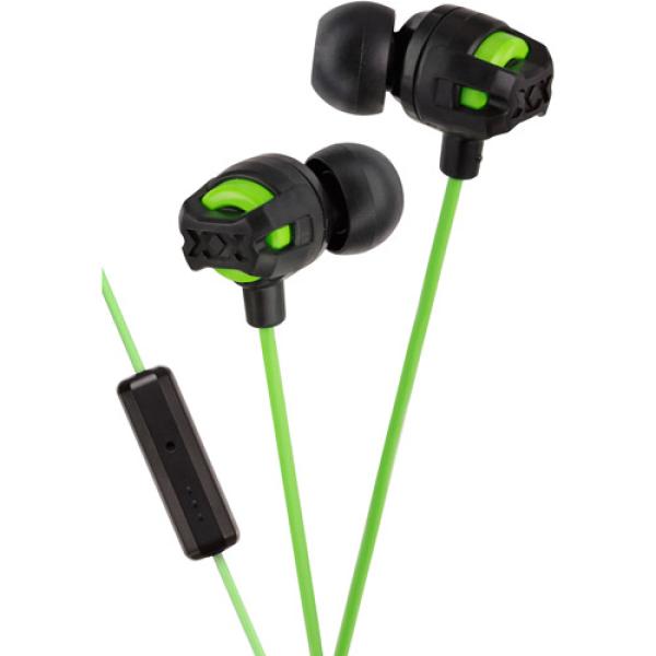 Наушники с микрофоном проводные вставные JVC HA-FR201-G, 5..20000Гц, кабель 1.2м, MiniJack, позолоченные контакты, черный-зеленый