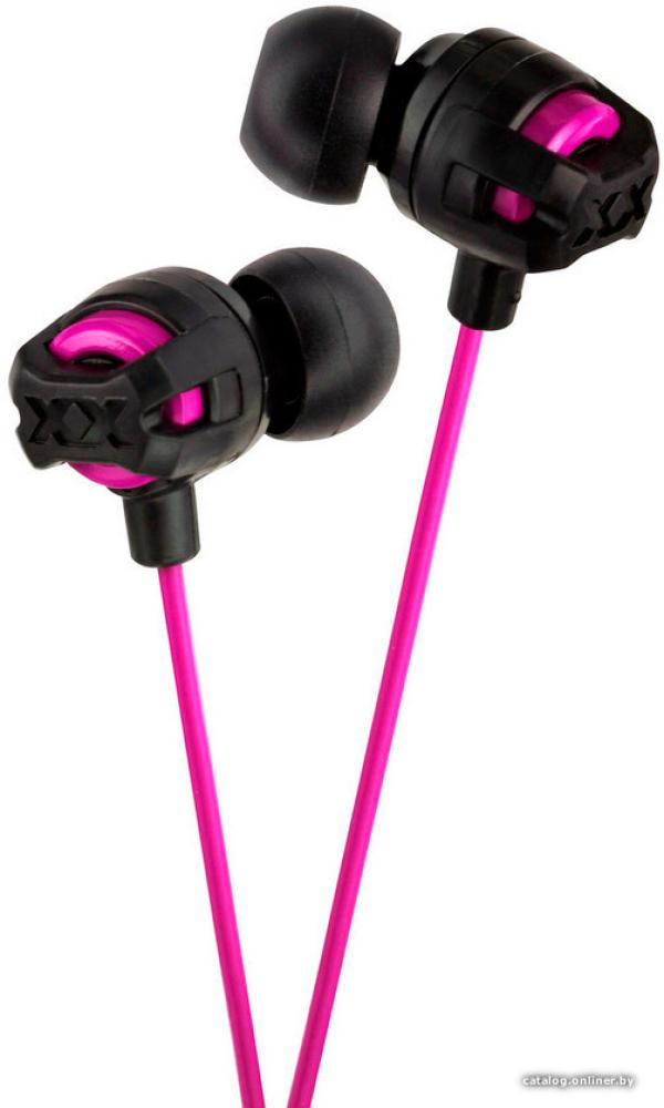 Наушники с микрофоном проводные вставные JVC HA-FR201-P, 5..20000Гц, кабель 1.2м, MiniJack, позолоченные контакты, черный-розовый