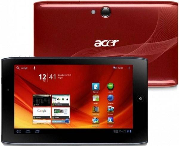 Планшет  7" Acer Iconia Tab A100 (XE.H8MEN.009), 1024*600, Nvidia 1ГГц, 8GB, GPS, BT, WiFi, SD-micro, microHDMI, 2 камеры 5/2Мпикс, Android 3.2, 195*117*13мм 410г, красный
