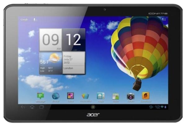 Планшет 10.1" Acer Iconia Tab A510 (HT.H9LEE.004), 1280*800, NVIDIA 1.3ГГц, 32GB, GPS, BT, WiFi, SD-micro, microHDMI, 2 камеры 5/1Мпикс, Android 4.0, 260*175*11мм 680г, 14.5ч, черный