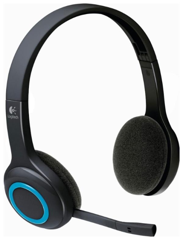 Наушники с микрофоном беспроводные дуговые закрытые Logitech Wireless Headset H600, радио, USB, регулятор громкости, складные, черный-синий, 981-000342