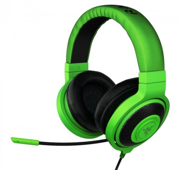 Наушники с микрофоном проводные дуговые закрытые Razer Kraken Pro Green, 20..20000Гц, микрофон - 100..10000Гц, кабель 1.3м, 2*MiniJack, зеленый-черный