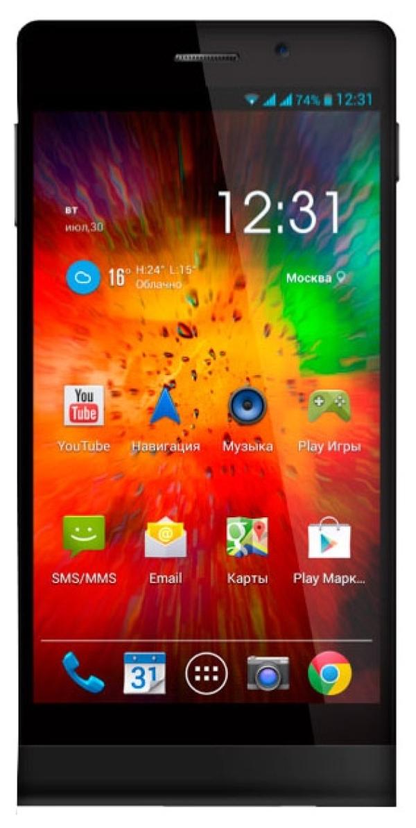 Смартфон 2*sim Highscreen Thor, 8*1.7ГГц, 16GB, 5" 1920*1080, SD-micro, GSM/3G, GPS, BT, WiFi, G-sensor, радио, 2 камеры 13/5Мпикс, Android 4.2, 70*145*8мм 143г, черный