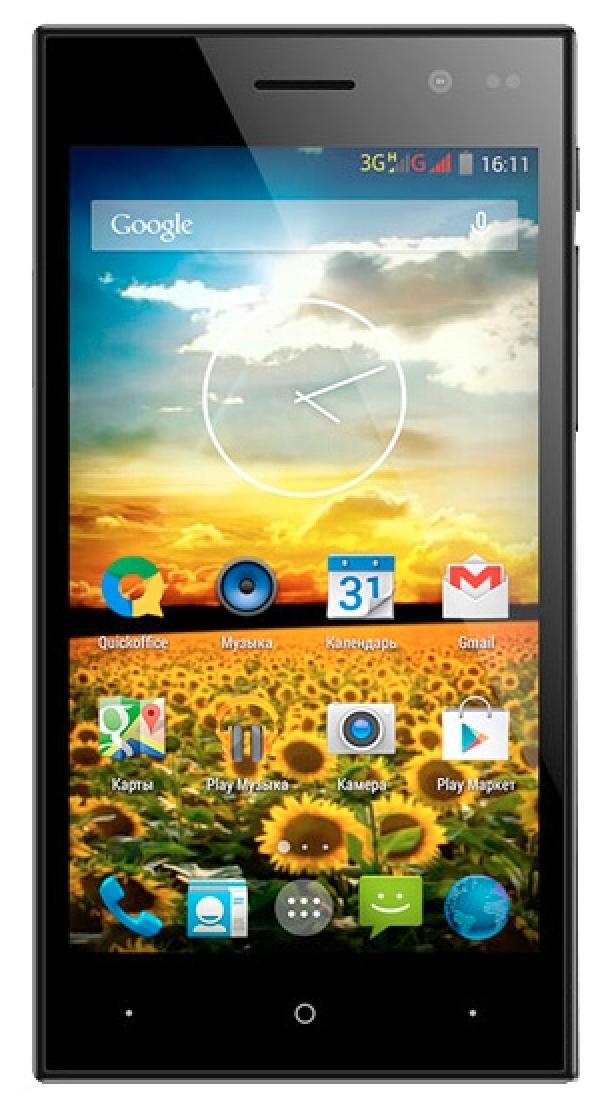 Смартфон 2*sim Highscreen ZERA F (rev.S), 4*1.3ГГц, 4GB, 4" 800*480, SD-micro/SDHC-micro, GSM/3G, GPS, BT, WiFi, G-sensor, радио, 2 камеры 5/0.3Мпикс, Android 4.4, 62*122*8мм 136г черный