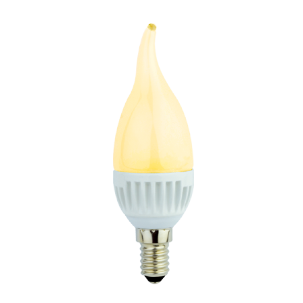 Лампа E14 светодиодная золотистая Ecola C4YG44ELC, 4.4Вт, теплый белый, 2700К, 220В, 30000ч, свеча на ветру