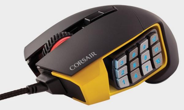Игровая мышь Corsair Scimitar RGB Optical MOBA/MMO оснащена подвижным модулем с 12 боковыми клавишами