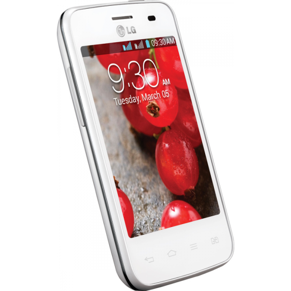 Смартфон 2*sim LG Optimus L3 II Dual (E435), 1*1ГГц, 4GB, 3.2" 320*240, SD-micro, GSM/3G, GPS, BT, WiFi, G-sensor, радио, камера 3Мпикс, Android 4.1, 61*103*12мм, 730/16.5ч, белый