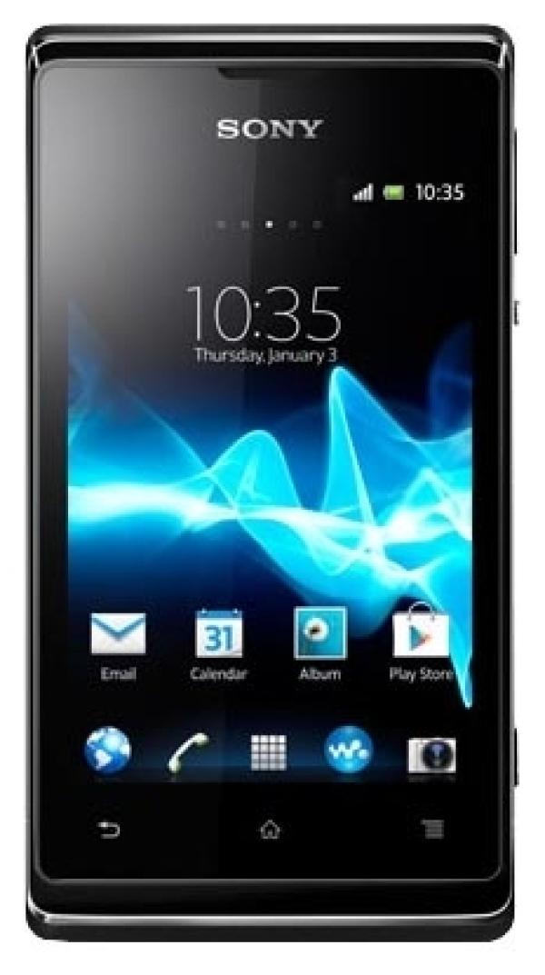 Смартфон Sony Xperia E (C1505), 1*1ГГц, 4GB, 3.5" 480*320, SD-micro, GSM/3G, GPS, BT, WiFi, G-sensor, радио, камера 3.2Мпикс, Zoom 4x, Android 4.1, 62*114*11мм 116г, 530/6.3ч, черный