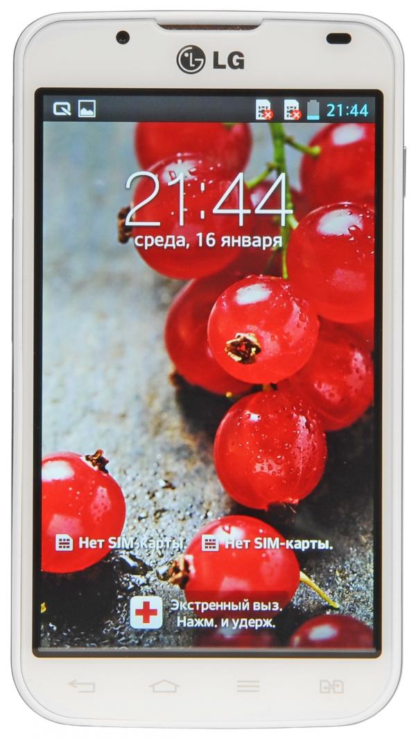 Смартфон 2*sim LG Optimus L7 II Dual (P715), 2*1ГГц, 4GB, 4.3" 800*480, SD-micro, GSM/3G, GPS, BT, WiFi, G-sensor, радио, 2 камеры 8Мпикс, Android 4.1, 67*122*10мм 116г, 800/12ч, белый