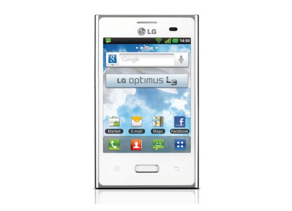 Смартфон LG Optimus L3 (E400), 1*800МГц, 1GB, 3.2" 320*240, SD-micro, GSM/3G, GPS, BT, WiFi, G-sensor, радио, камера 3Мпикс, Android 2.3, 62*103*12мм 110г, 600/12.5ч, белый