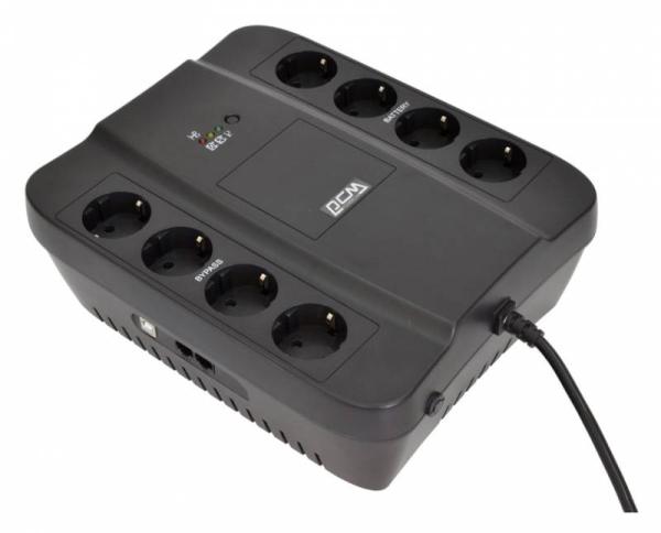 ИБП PowerCom SPIDER SPD-850U, черный, евророзетки 4+4, AVR, фильтр RJ11/RJ45, USB, холодный старт, автоотключение, ПО