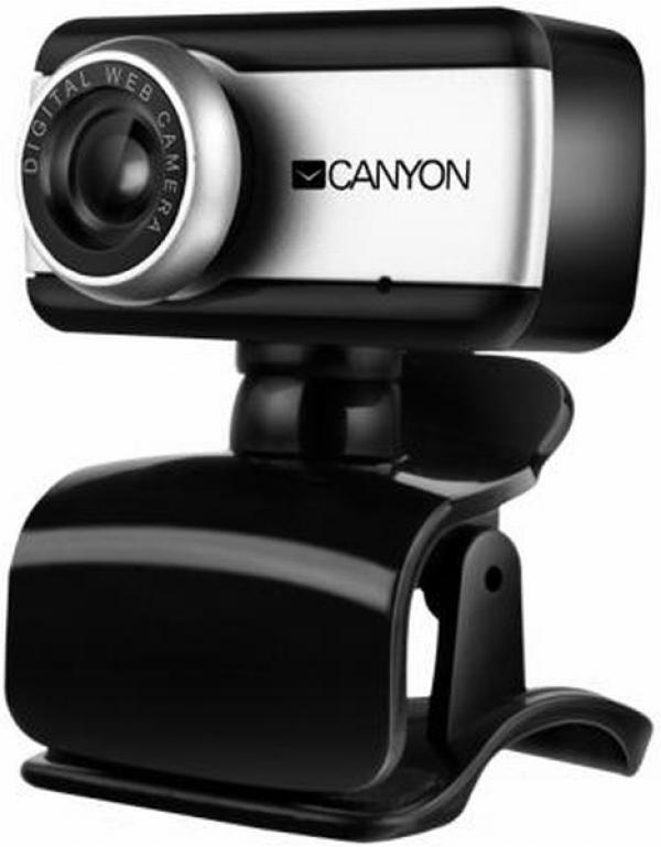 Видеокамера USB2.0 Canyon CNE-HWC1, 640*480, до 30fps, крепление на монитор, микрофон, черный-серебристый