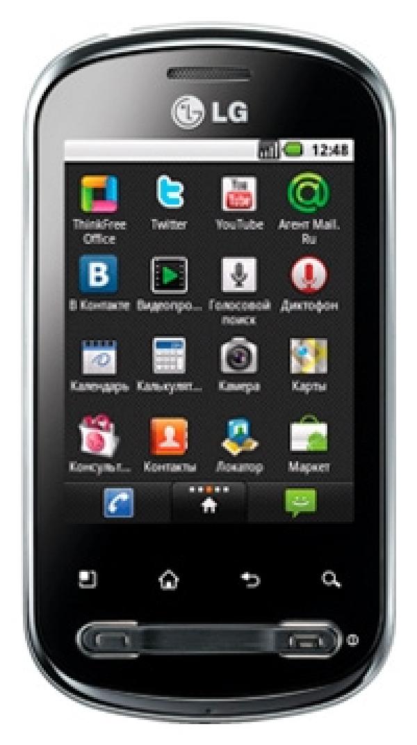 Смартфон LG Optimus Me (P350), 1*600МГц, 150MB, 2.8" 320*240, SD-micro, GSM/3G, BT, WiFi, радио, камера 3Мпикс, Android 2.2, 58*108*12мм 110г, 510/7ч, черный
