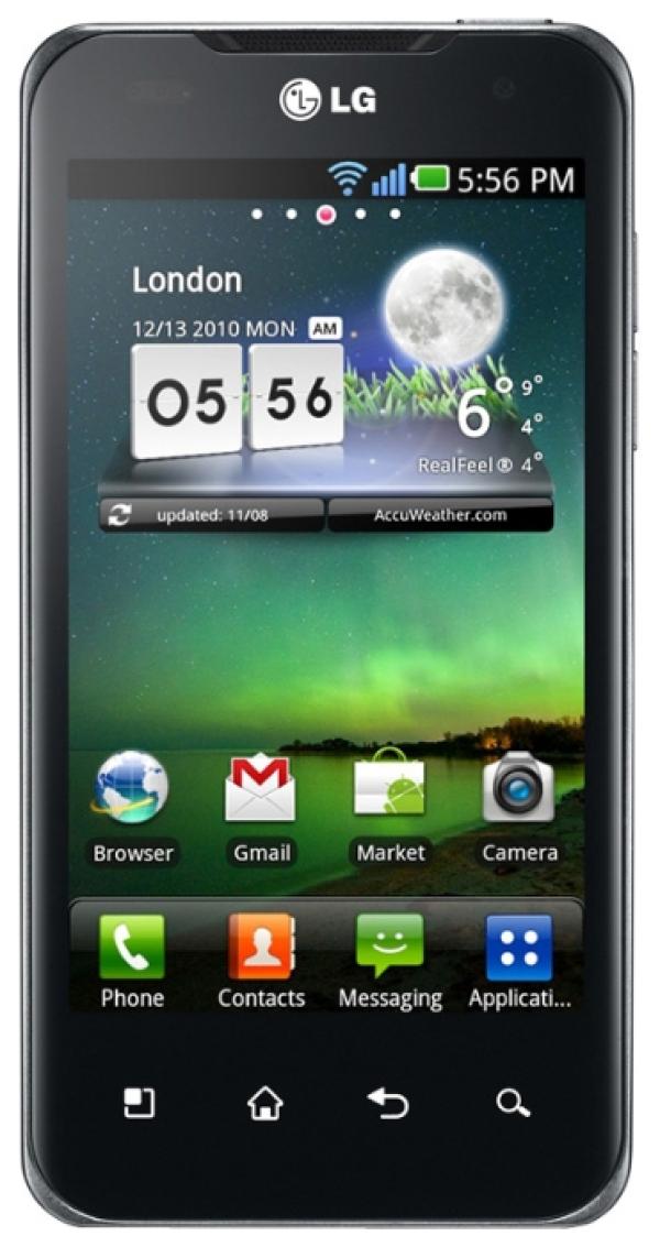 Смартфон LG Optimus 2x (P990), 2*1ГГц, 8GB, 4" 800*480, SD-micro, GSM/3G, BT, WiFi, G-sensor, радио, 2 камеры 8/1.3Мпикс, Android 2.2, 63*124*11мм 139г, 400/7.8ч, черный