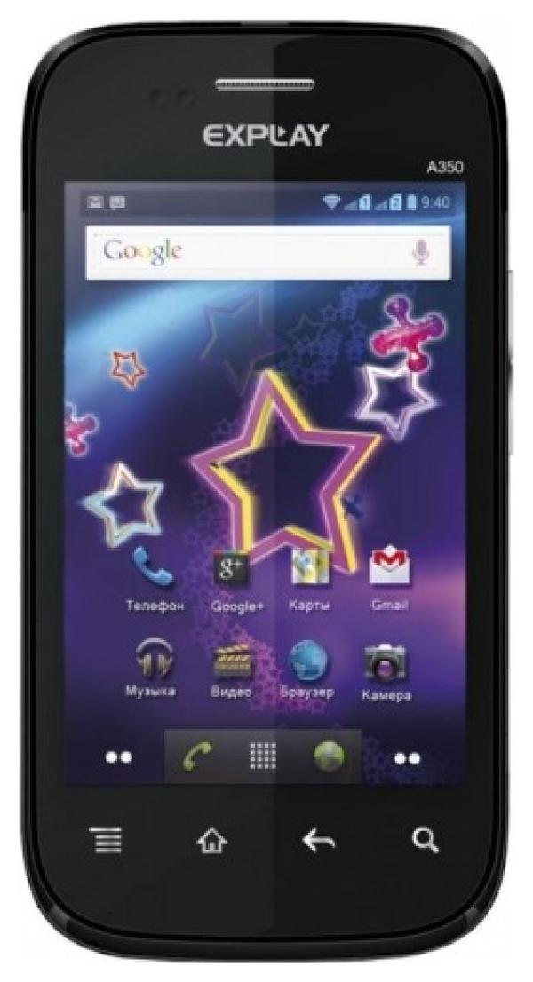 Смартфон 2*sim Explay Star, 1ГГц, 512MB, 3.5" 480*320, SD-micro, GSM/3G, GPS, BT, WiFi, G-sensor, радио, 2 камеры 0.3/5Мпикс, Android 2.3, 62*116*12мм 118г, 200/5ч, черный