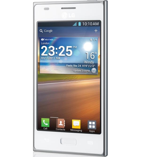 Смартфон LG L5 (E612), 1*800МГц, 3GB, 4" 480*320, SD-micro, GSM/3G, BT, WiFi, G-sensor, радио, камера 5Мпикс, Android 4.0, 67*118*10мм 123г, белый