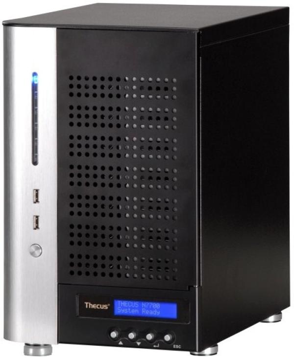 Сетевое устройство хранения данных Thecus N7700SAS, 7*3.5" НЖМД SAS до 14TB RAID, 2*LAN1Gb, eSATA, 4*USB2.0, Core2 Duo 2.16ГГц, 4GB, PCI-Ex1, сервер iSCSI/ADS/BitTorrent/FTP/UPnP, Windows/Mac, черный