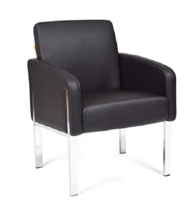 Кресло Chairman AERO, черный, экокожа Terra, каркас-металл, хромированные опоры, 640*870*610мм