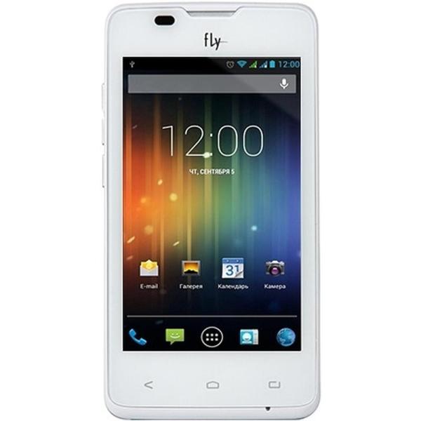 Смартфон 2*sim Fly IQ449 Pronto, 1*1ГГц, 512MB, 4" 800*480, SDHC-micro, GSM/GPRS/EDGE, BT, WiFi, радио, камера 3.2Мпикс, Android 4.1, 65*126*11мм 137г, белый