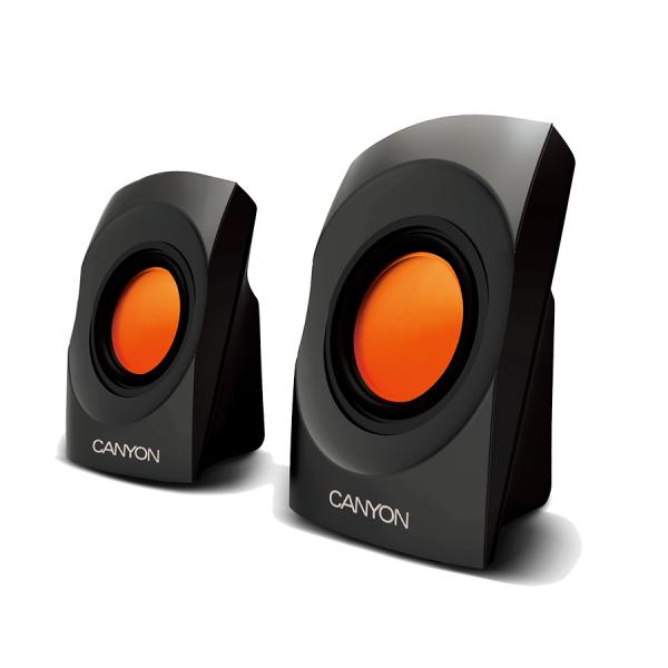 Колонки 2.0 Canyon CNR-SP20JB, 2*2Вт RMS, 130..16000Гц, MiniJack, питание USB, пластик, черный