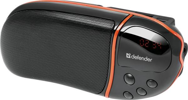 Колонки мобильные с MP3 плеером Defender Spark M1, 6Вт RMS, 90..20000Гц, USB, выход на наушники, линейный вход, радио, аккумулятор, SD-micro, пластик, черный