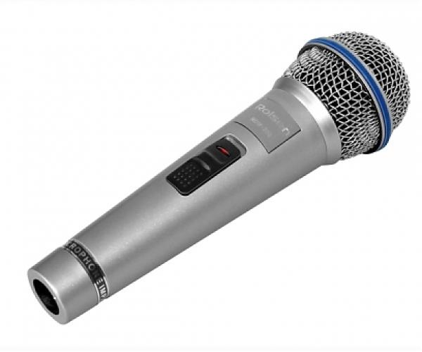 Микрофон Rolsen RDM-200, 50..16000Гц, кабель 3м, Jack, динамический, 75дБ, серебристый