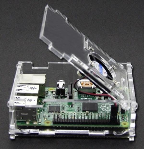 Корпус для Raspberry Pi Model B+, вентилятор, пластик, прозрачный