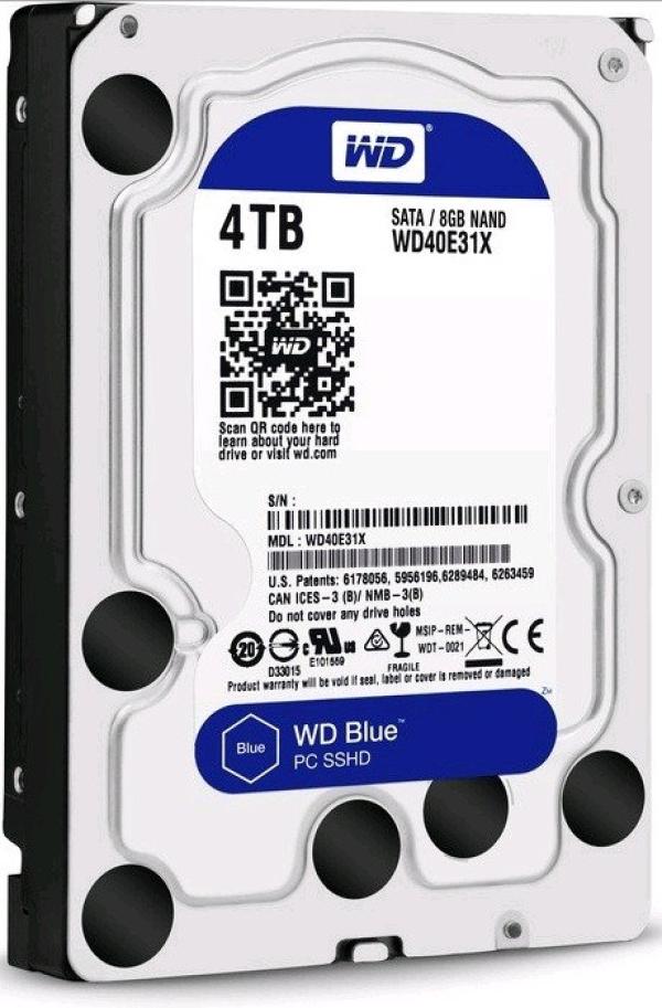 Жесткий диск 3.5" SATA 4TB + SSD 8GB WD Blue SSHD (WD40E31X), SATAIII, MLC, IntelliPower, 64MB cache, AF