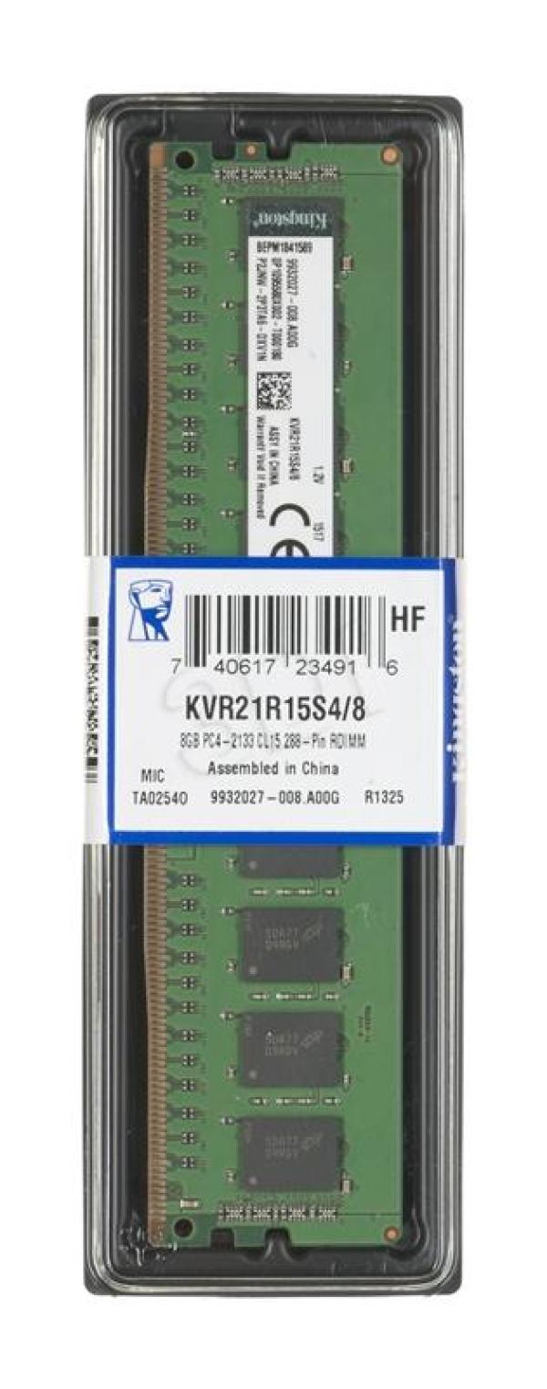 Оперативная память DIMM DDR4 ECC Reg  4GB, 2133МГц (PC17000) Kingston KVR21R15S4/8, 1.2В, retail