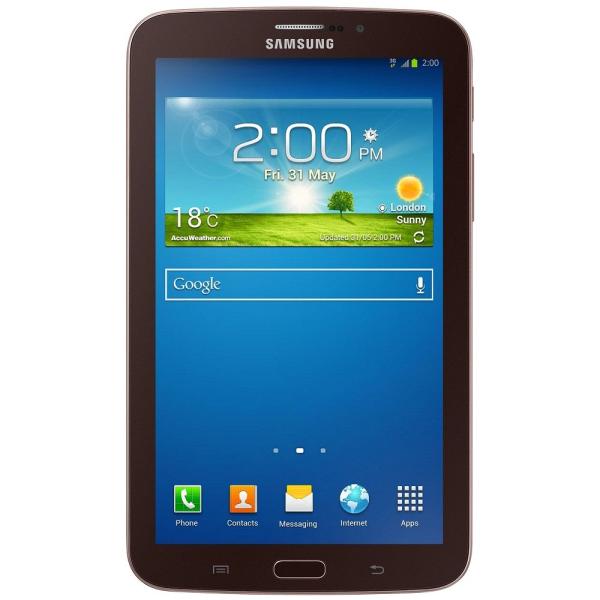 Планшет  7" Samsung Galaxy Tab 3 (SM-T2110GNAMGF), 1024*600, Samsung 1.2ГГц, 8GB, 3G, GPS, BT, WiFi, SD-micro, 2 камеры 3/1.3Мпикс, Android 4.1, 111*188*10мм 300г, 7ч, коричневый