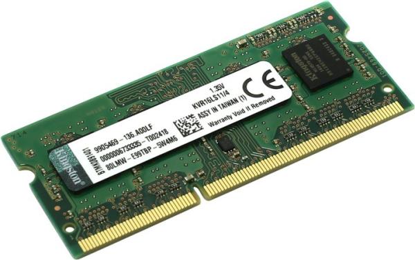 Оперативная память SO-DIMM DDR3  4GB, 1600МГц (PC12800) Kingston KVR16LS11/4, 1.35В