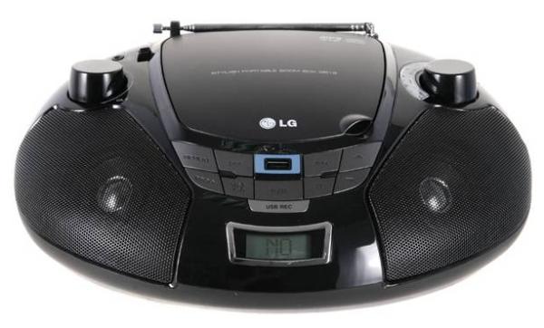 Магнитола LG SB-16B, CD, MP3/WMA, AM/FM, 1Вт, ЖКД, USB2.0/SD, AUX/MiniJack, черный