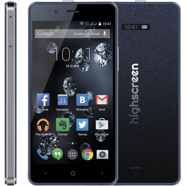 Смартфон 2*sim Highscreen ICE 2, 8*1.7ГГц, 16GB, 4.7" 1280*720, SD-micro, GSM/3G, GPS, BT, WiFi, G-sensor, радио, 2 камеры 13/2Мпикс, Android 4.4, 67.6*138*8.7мм 135г, синий