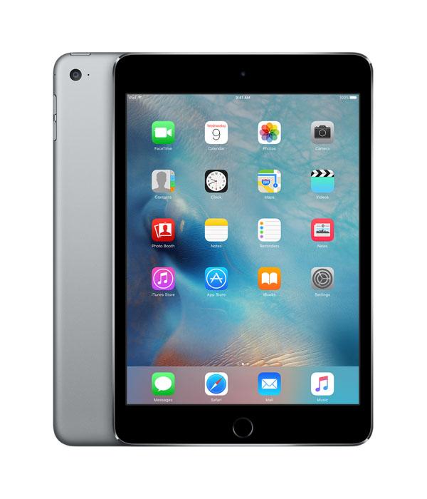 Планшет  7.9" Apple iPad mini 4 (MK6Y2RU/A), 2048*1536, A8 1.4ГГц, 16GB, 4G/3G, GSM, GPS, BT, WiFi, 2 камеры 8/1.2Мпикс, 134.8*203.2*6.1мм 304г, 9ч, серый